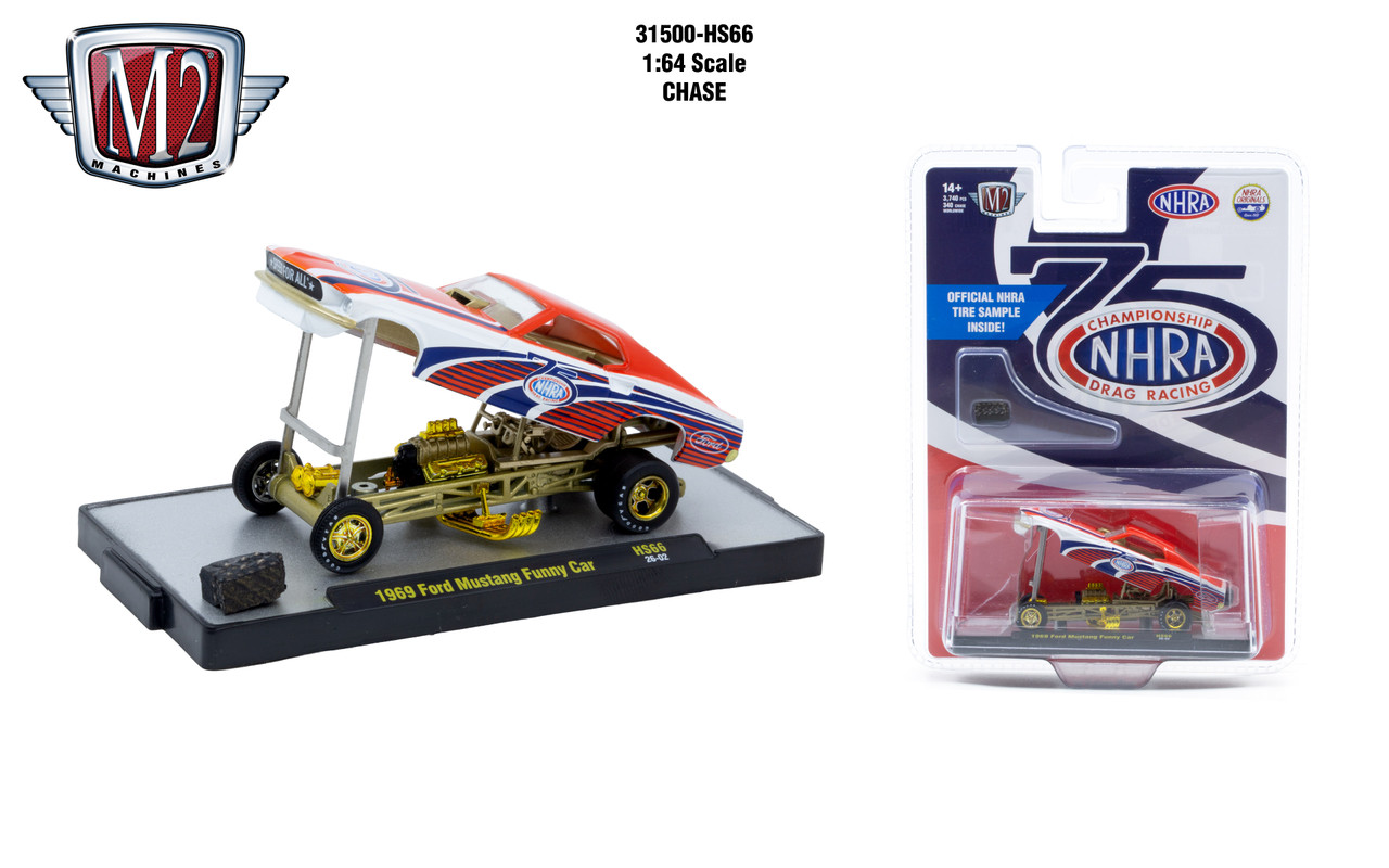 M2 Machines 1:64 Rel HS66 1969 Ford Mustang Funny Car NHRA Drag